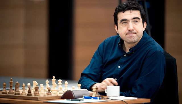 Kramnik está a solo medio punto de Anand y Aronian (foto tomada del sitio oficial del Torneo de Candidatos)